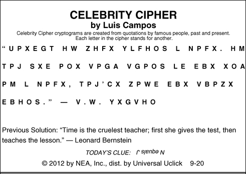 free celebrity quote ciphers