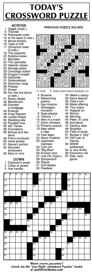 Usa Today Crossword Answers
